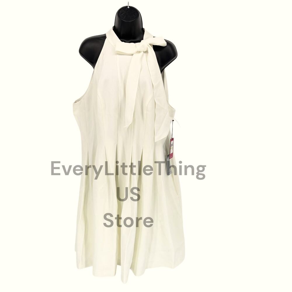 Vince Camuto Dress 18W Bowโ Tie Sleeveless Ivory Wedding Party NEW Minor Defect